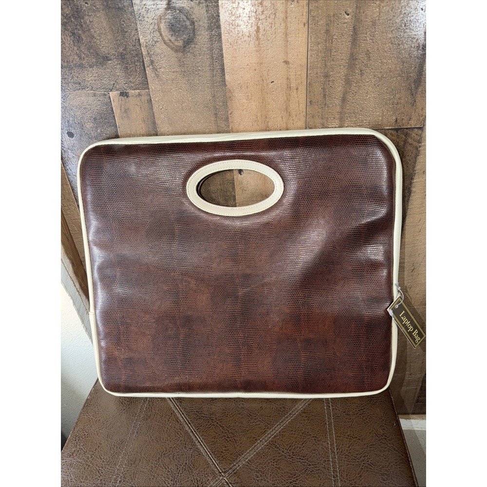 Vintage Sheffield Home Brown Reptile Snakeskin Faux Leather Computer Case Bag
